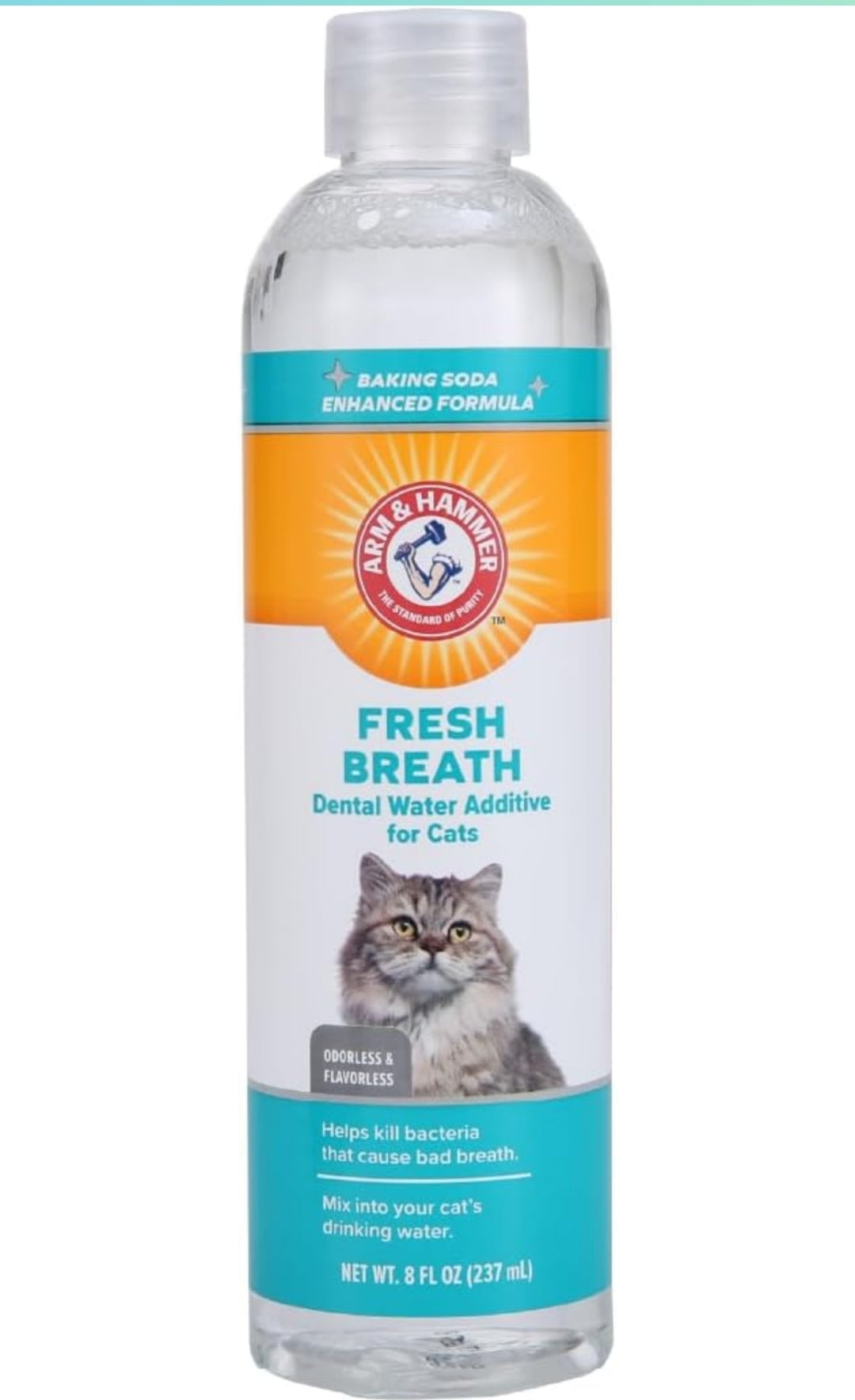 Arm & Hammer for Pets Advanced Care Dental Water Additive for Cats Odorless and Flavorless Cat Dental Rinse (8oz)