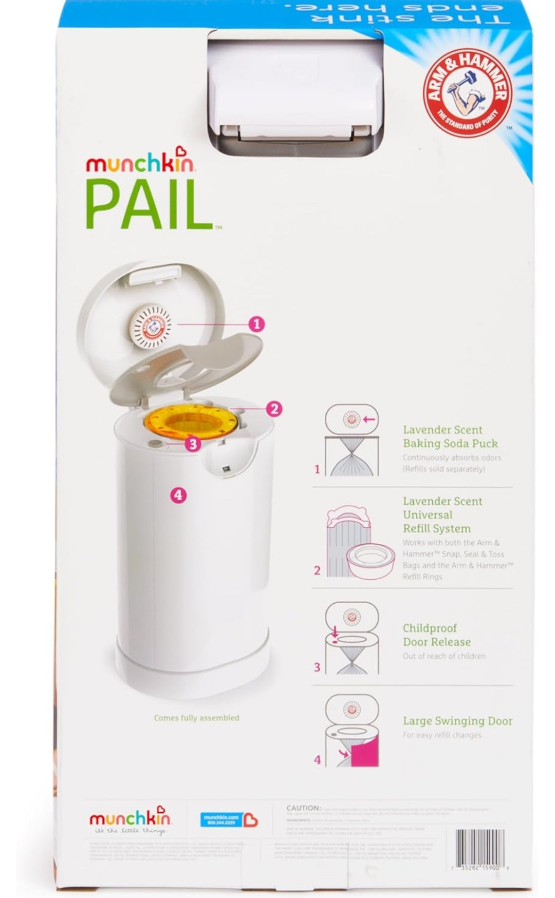 Munchkin PAI Diaper Pail Baby Registry Starter Set, Powered by Arm & Hammer