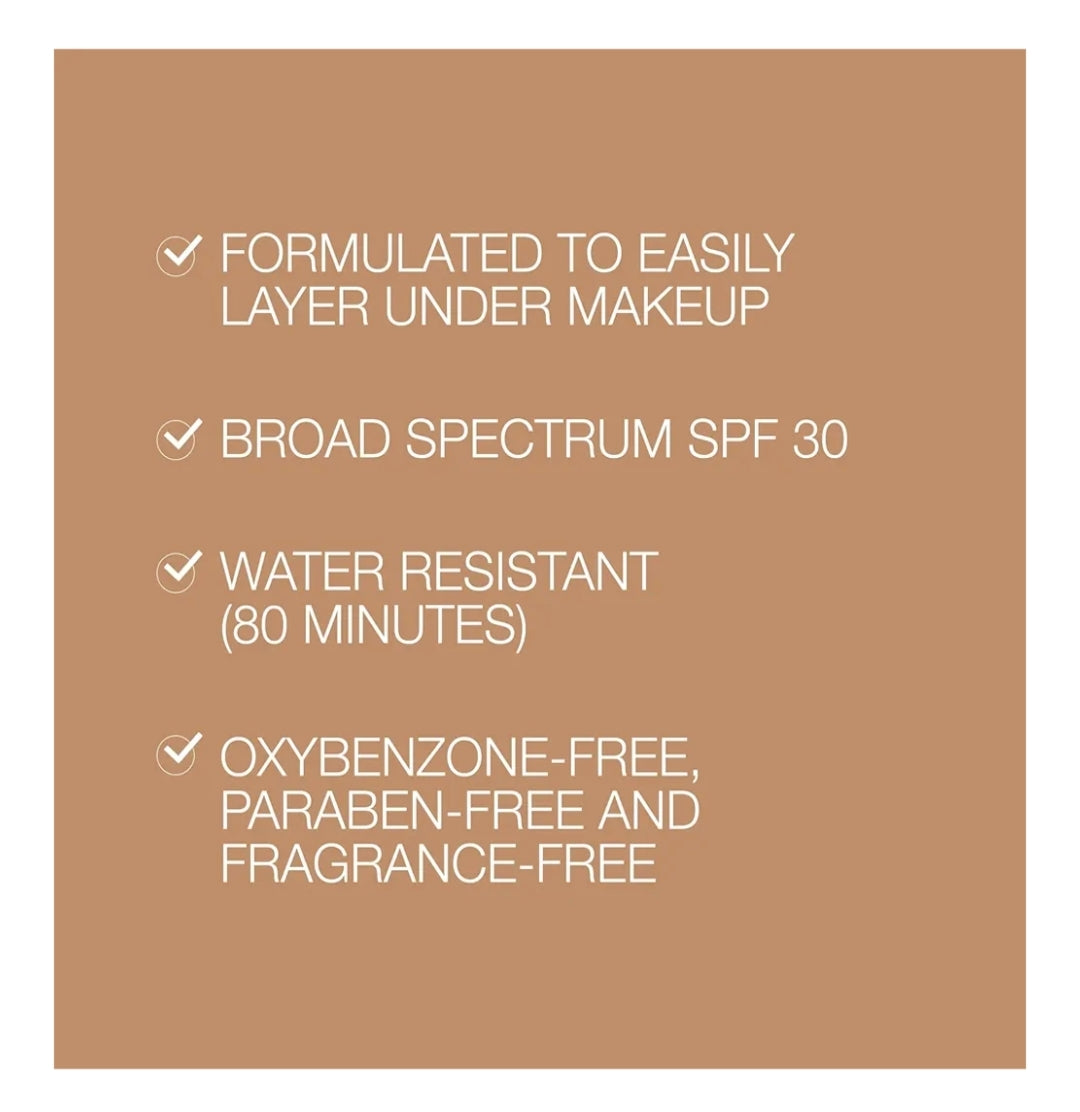 Neutrogena Purescreen+ Getinte Sonskerm vir Gesig SPF 30 Sinkoksied en Vitamien E, Waterbestand, Geurvry Medium (1.1 fl oz)