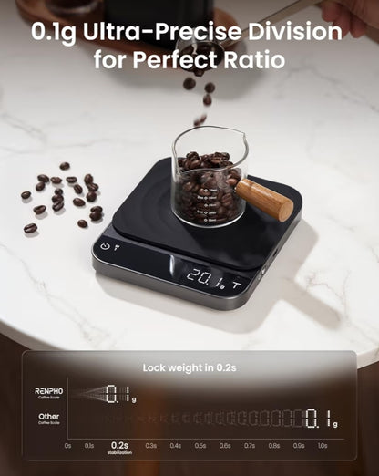 Smart Coffee Scale w/ Timer and Flow Rate Indicator and Body Measuring Tape