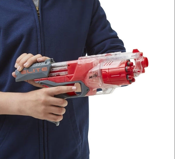 NERF Elite Disrupter Blaster - 6-Dart Rotating Drum - Slam Fire (Translucent Red)