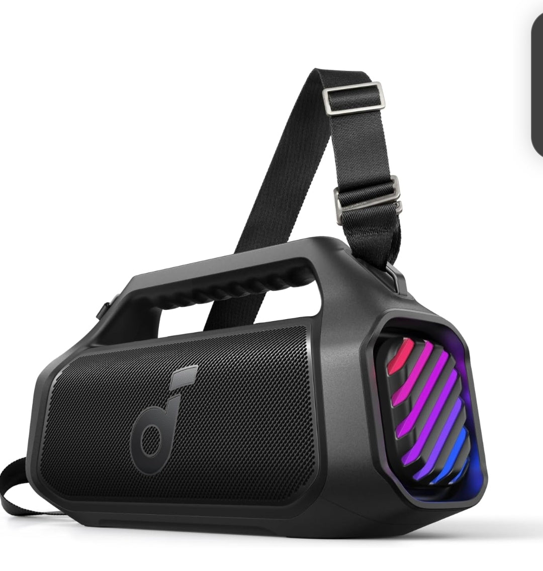 Soundcore Boom 2 Plus By Anker, Outdoor Speaker, 140W, 2+2 Channel, BassUp 2.0, 20H Playtime, Fast Charge, IPX7 Waterproof, RGB Lights, Power Bank, Bluetooth 5.3, Portable for Outdoors, Camping, Beach