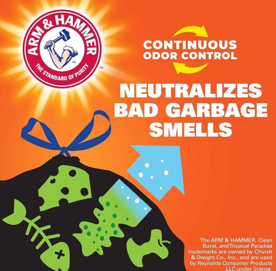 Hefty Ultra Strong 30 Gallon Trash Bags 30 Gallon Size Drawstring Closure (Black) Fabuloso Scent - 50 Bags