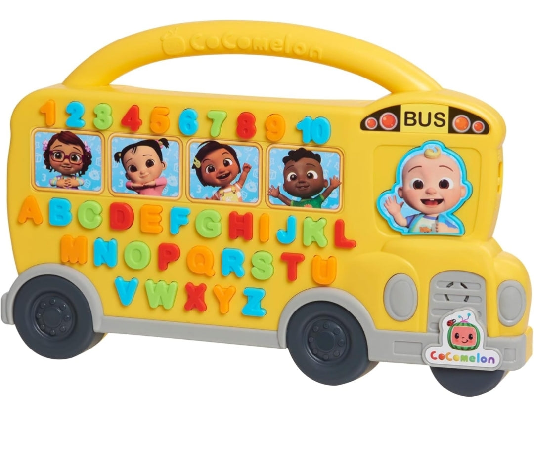 Just Play Cocomelon Learning Bus, Over 85 Learning Phrases, Counting, Alphabet, Music, Sounds, Yellow, Kids Toys for Ages 18 Month