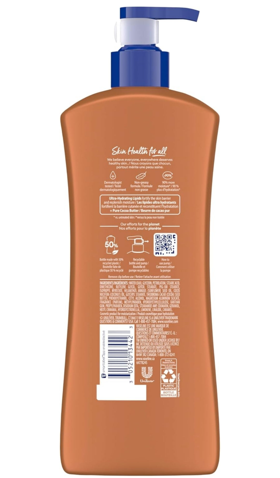 Vaseline Intensive Care Body Lotion Cocoa Radiant for Dry Skin Lotion Made with Ultra-Hydrating Lipids and Pure Cocoa Butter for a Long-Lasting, Radiant Glow 20.3 oz