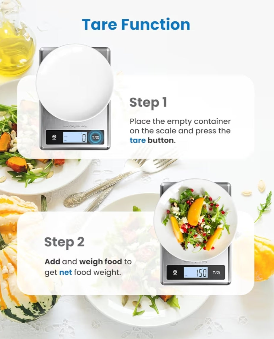Digital Food Scale with Nutritional Calculator, Stainless Steel, Smart Body Scale with BMI, Body Fat, Muscle Mass