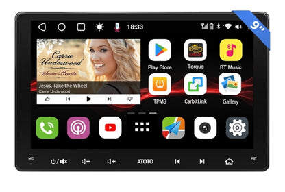 9" QLED Dubbel-Din Kar Stereo, Koordlose CarPlay & Android Auto, Ingeboude 4G, WiFi/BT/USB-ankering, KI-klets, MirrorLink