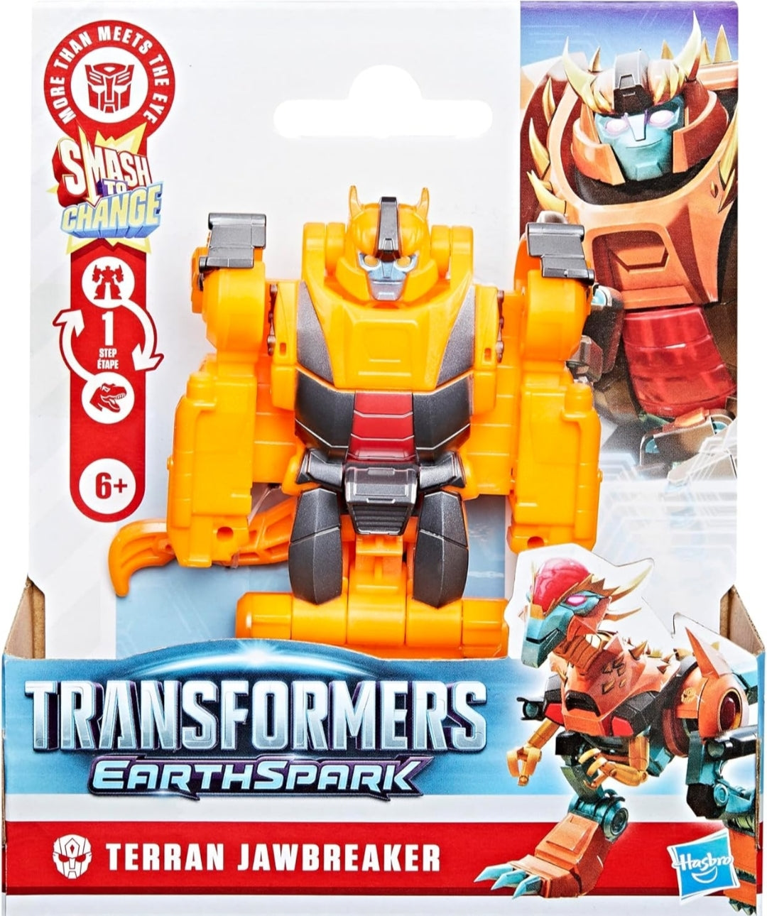 Transformers EarthSpark 1-Step Smash Changers Terran Jawbreaker 4-Inch Action Figure, Robot Toys for Boys and Girls 6 and Up