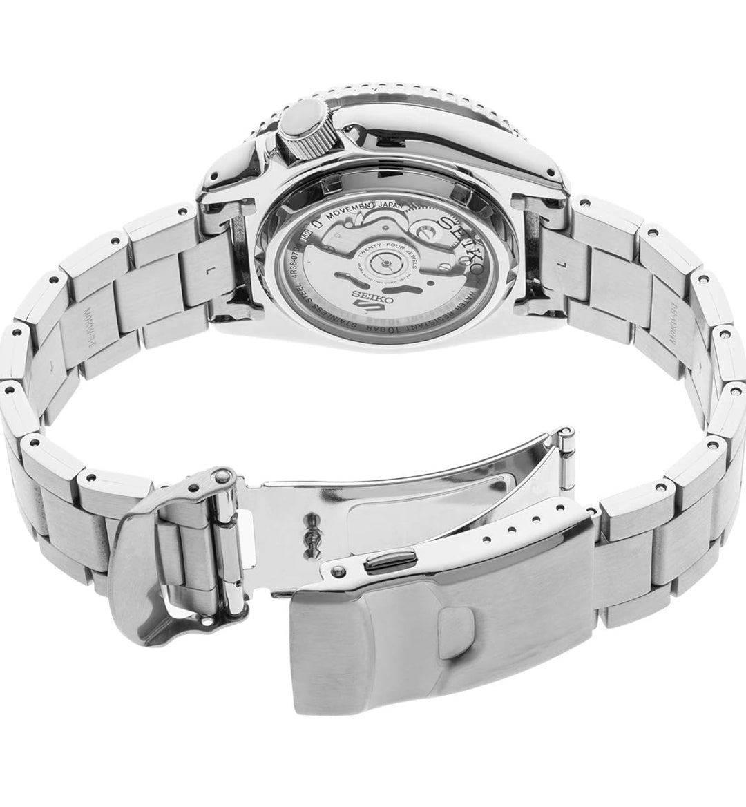 SEIKO Outomatiese Horlosie vir Mans - 5 Sports - Dag-/Datumkalender, LumiBrite Wysers en Merkers, en Roterende Ring, 100m Waterbestand