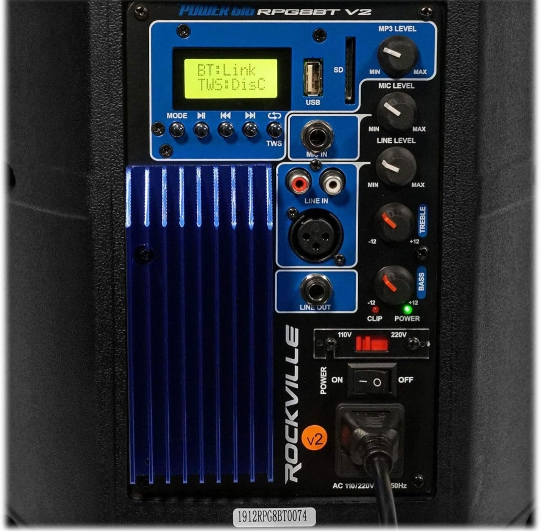 Rockville (2) RPG8BT 8" Bluetooth 800w DJ PA Speakers+Bags BUNDLE