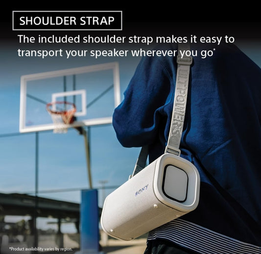 Sony ULT Field 5 Draadlose Draagbare Bluetooth-luidspreker, IP67 Waterdig, Stofdig en Roeswerend met Verbeterde Bas, 25 Uur Battery, 360° Partytjielig, en Skouerband - (Gebroke Wit)