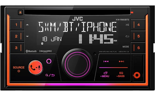 JVC KW-R950BTS Bluetooth Motorradio-ontvanger met USB-poort – LCD-skerm - AM/FM-radio - MP3-speler - Dubbel DIN – 13-band EQ (Swart)