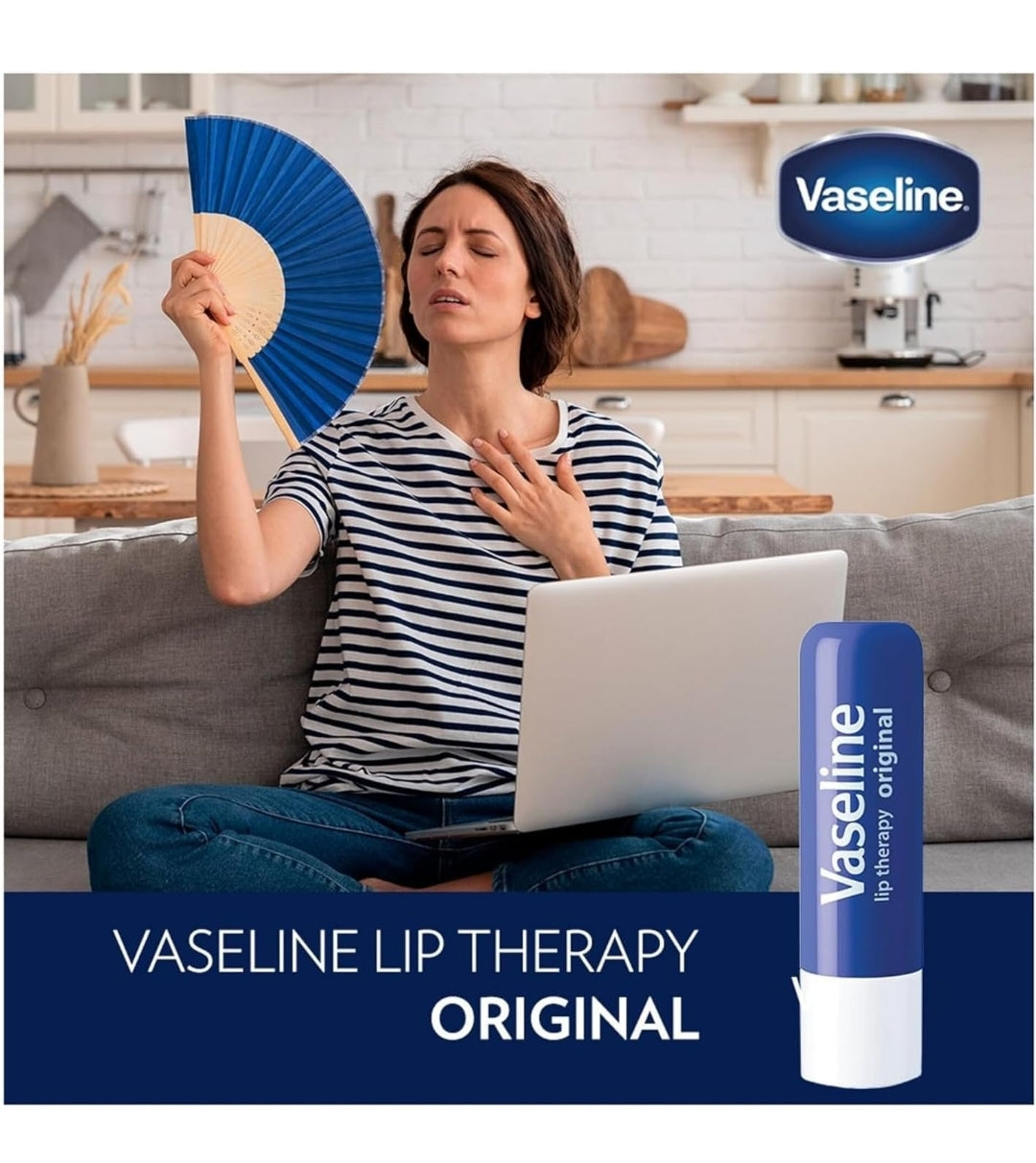Vaseline Lip Therapy Original 8-Pack – Moisturizing Lip Balm for Very Dry Lips, 0.16 Oz Ea