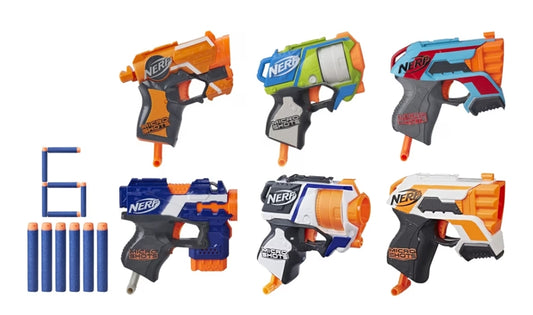 NERF MicroShots 6-Blaster Bundle - 6 Mini Dart-Firing Elite Blasters and 6 Official Elite Darts
