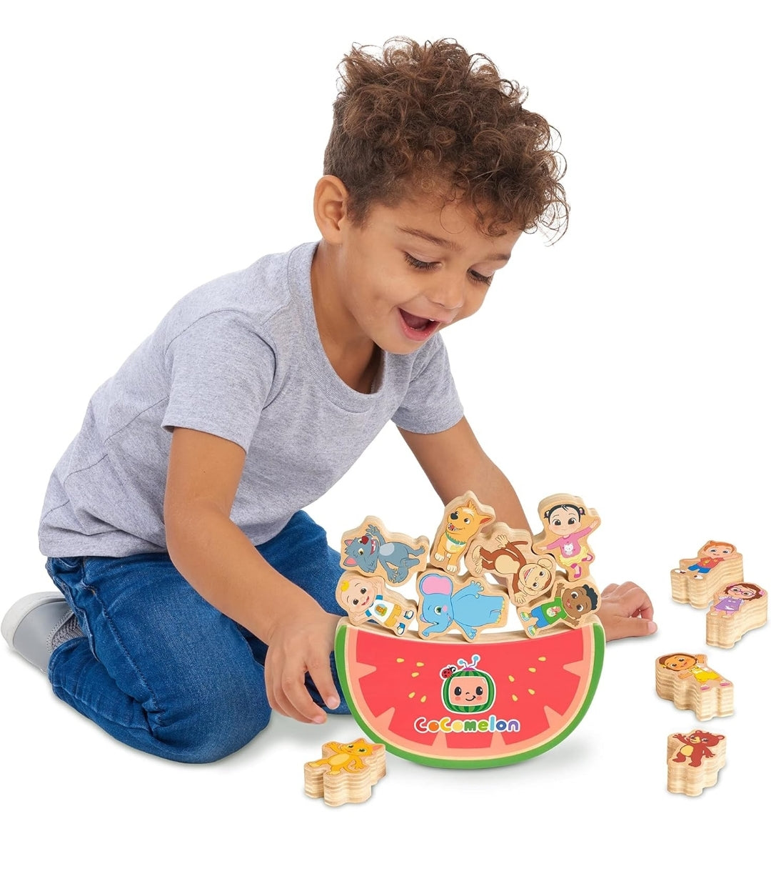 Just Play CoComelon Best Friends Wooden Balance Blocks, Recycled Wood, Kids Toys for Ages 18 Month