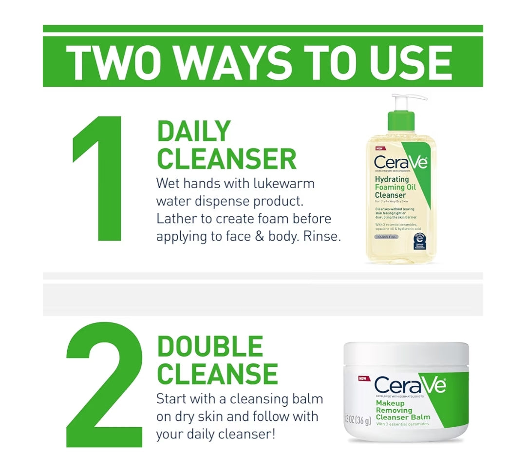 CeraVe Hydraterende Skuimolie-reiniger, Bevogtigende Reiniger vir Gesig en Liggaam, Skwalaanolie + Hialuroonsuur + Seramiede (236 ml)
