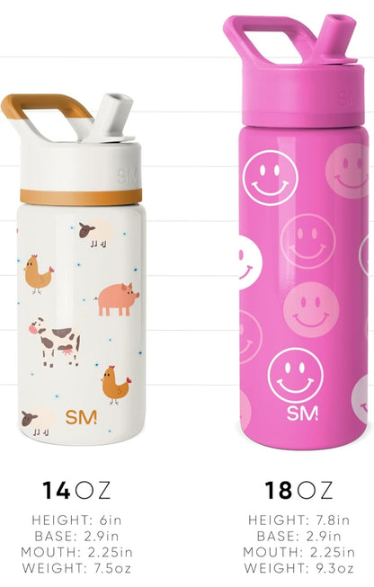 Simple Modern Kids Summit Water Bottle with Straw Lid | Transformers 14oz Stainless Steel Cup Insulated Tumbler for Toddlers, Boys, School | Transformer Block Nation