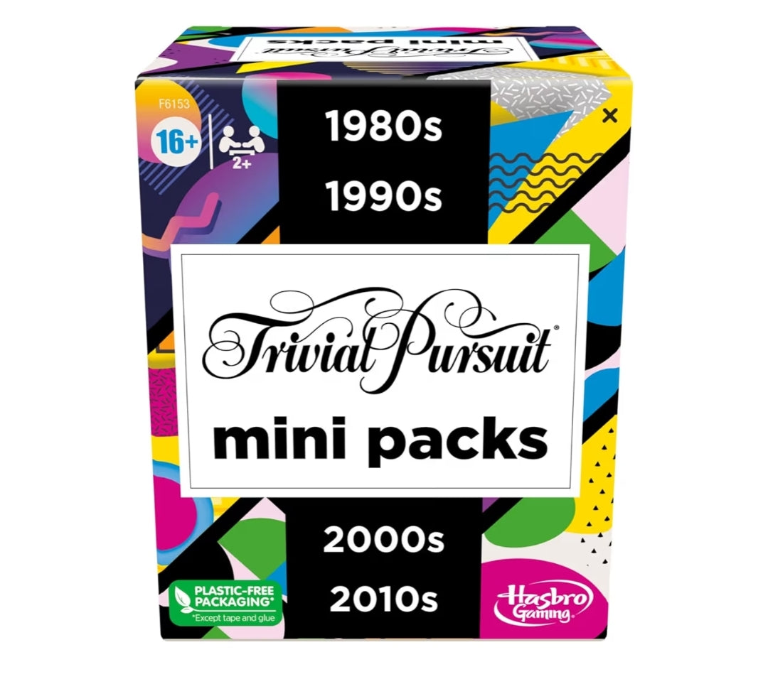 Hasbro Games Trivial Pursuit Mini Packs Multipack - Fun Trivia Questions for Adults and Teens - Includes 4 Game Featuring 4 Decades