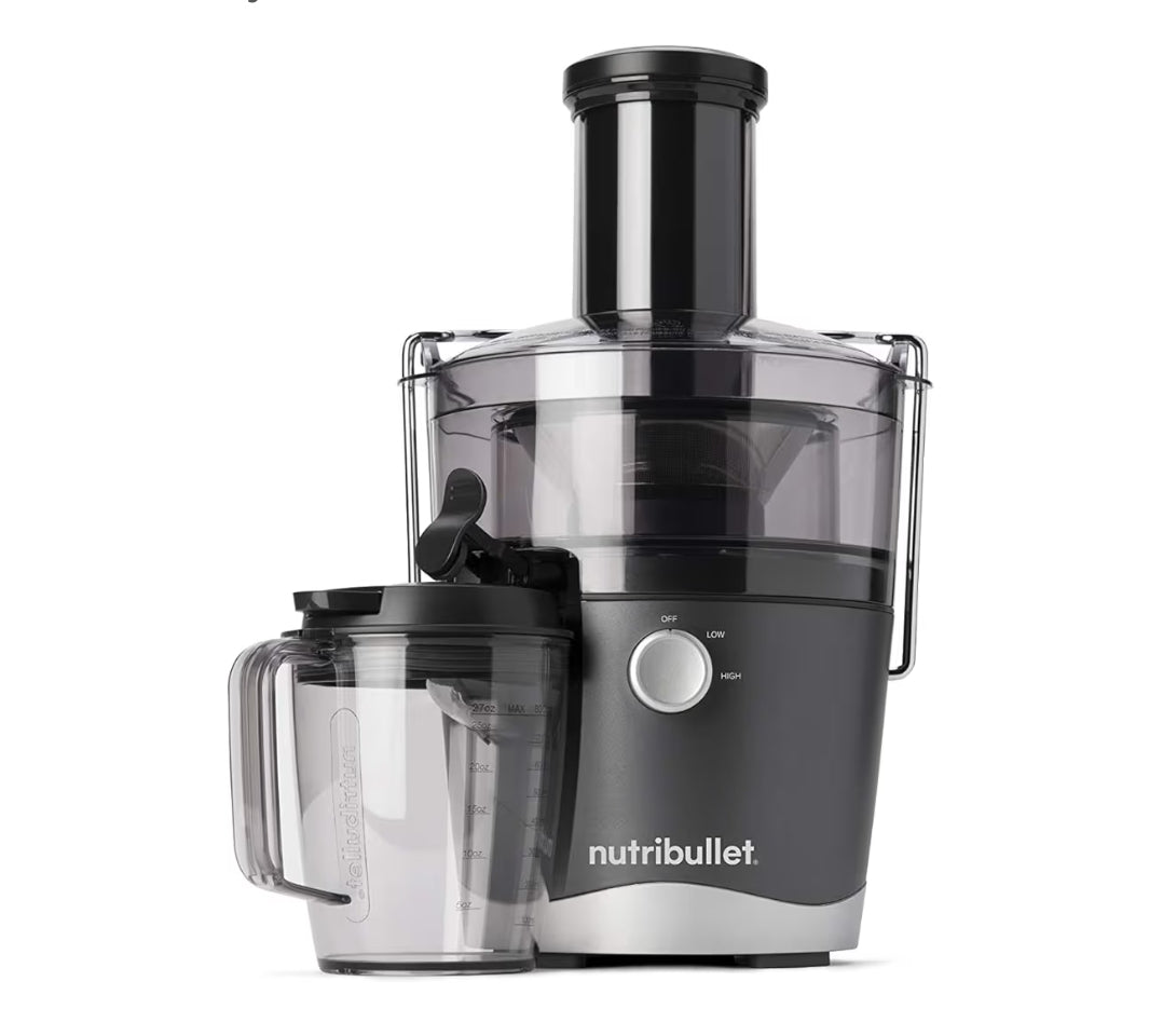 NutriBullet Juicer Sentrifugale Versapper vir Vrugte, Groente en Voedselvoorbereiding, 27 Onse/1.5 Liter, 800 Watt, Grys NBJ50100