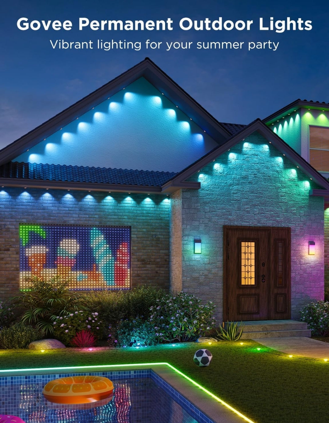 Permanent Outdoor Lights Pro, 100ft with 60 RGBIC LED Lights for Daily and Accent Lighting, 75 Scene Modes for Outdoor Decor, IP67 Waterproof, Works with Alexa, Google Assistant, Matter, White