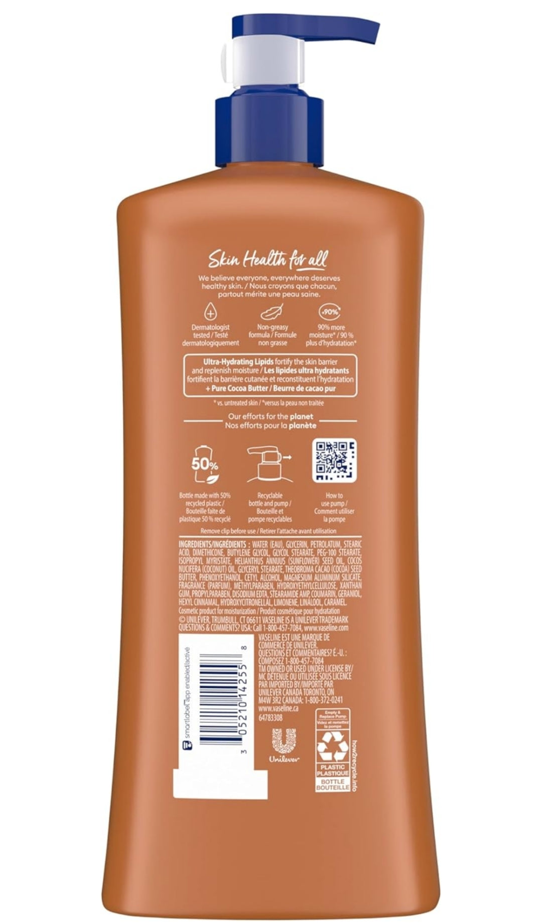 Vaseline Intensive Care Body Lotion Cocoa Radiant for Dry Skin Lotion Made with Ultra-Hydrating Lipids and Pure Cocoa Butter for a Long-Lasting, Radiant Glow 32 Oz
