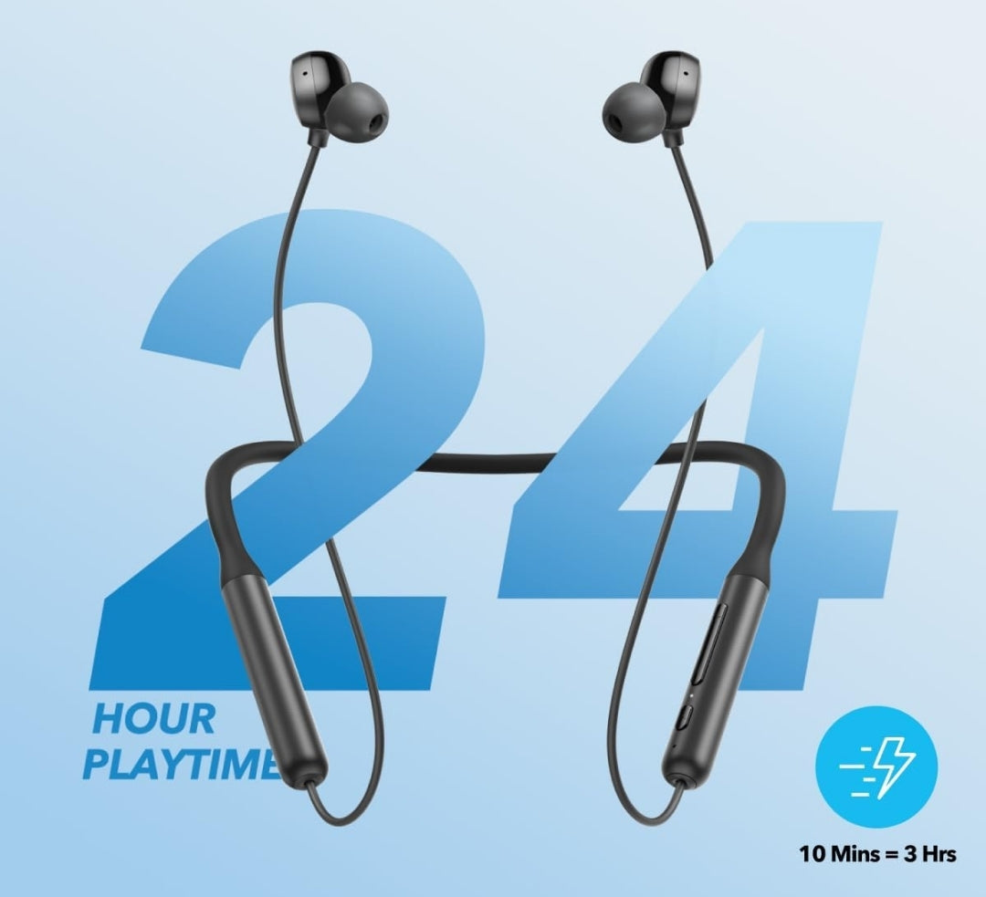 Soundcore by Anker Life U2i Wireless Neckband Headphones, 10mm Drivers with BassUp Technology, 24H Playtime, AI-Enhanced Calls, Foldable and Lightweight, IPX5 Water-Resistant, Secure Fit, Bluetooth 5
