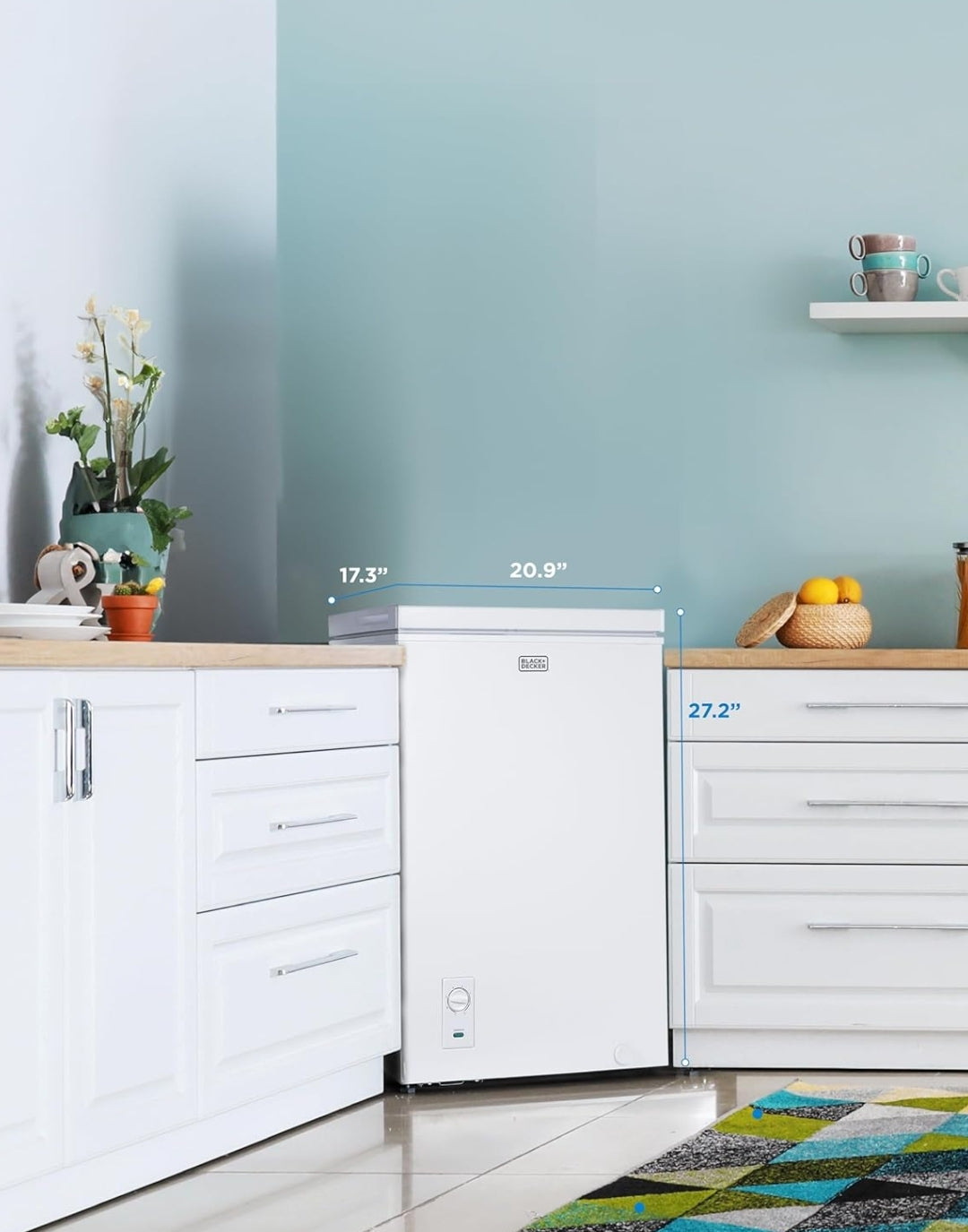 BLACK+DECKER 2.0 K/V. Vt. Kompakte Borsvrieskas, Diepvrieskas Hou Tot 31.75 kg Bevrore Kos, Verwyderbare Bergingsmandjie, Handmatige Ontdooiing, Wit