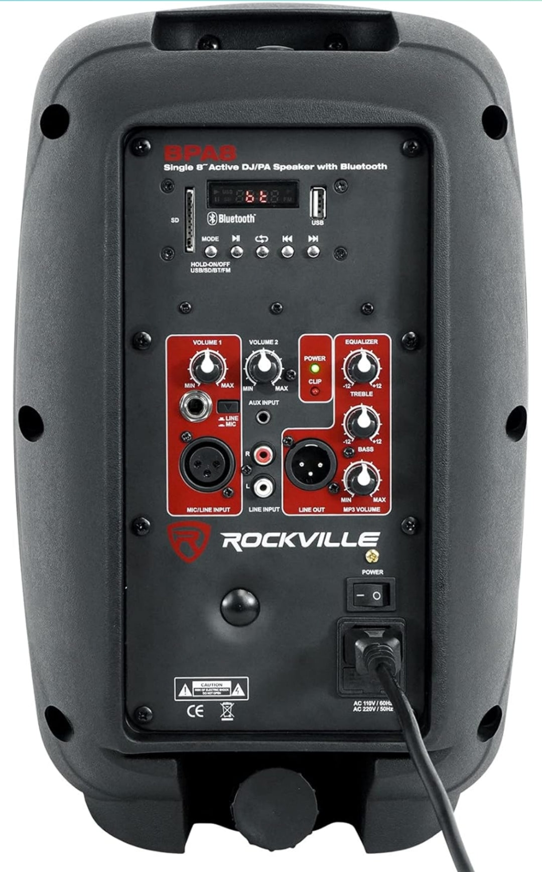 BUNDLE (2) Rockville BPA8 8" Powered 300w DJ Speakers w Bluetooth+Totem Style Stands