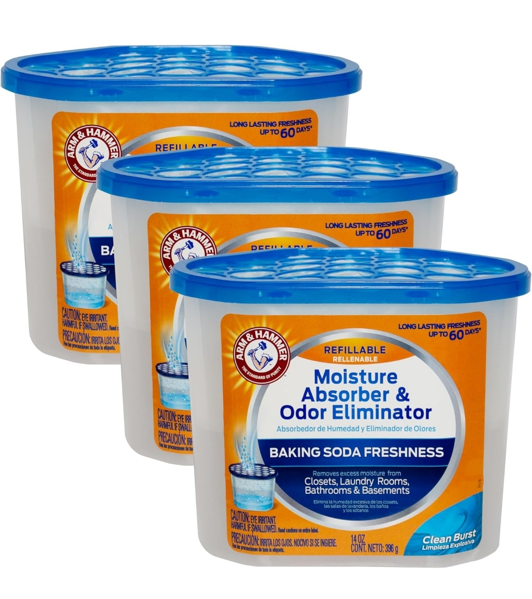 Arm & Hammer Fragrance Free Moisture Absorber and Odor Eliminator (14 oz. Tub 3ct) Trap Excess Moisture