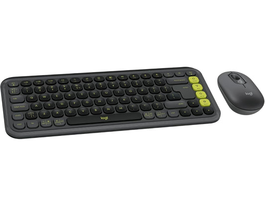 Logitech POP ICON Combo, Bluetooth-sleutelbord-en-muiscombo, gemaklike tik, programmeerbare sleutels en knoppies, stil klikke, maklike wisseling vir tot 3 toestelle – grafiet en lemmetjie