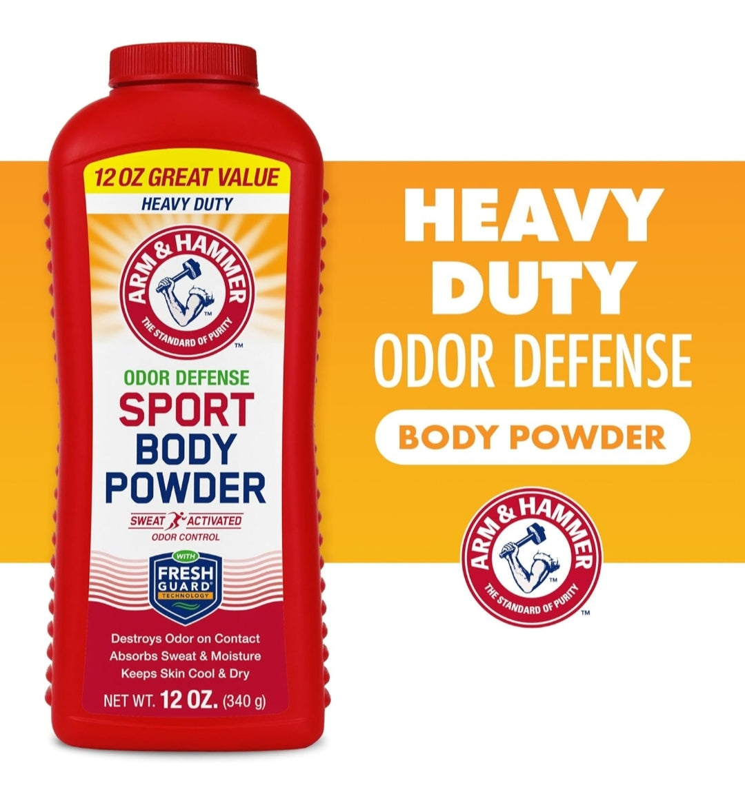 Arm & Hammer Sport Body Powder Talc Free, Aluminum Free Odor Defense w/ Baking Soda
