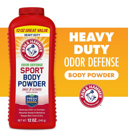 Arm & Hammer Sport Body Powder Talc Free, Aluminum Free Odor Defense w/ Baking Soda