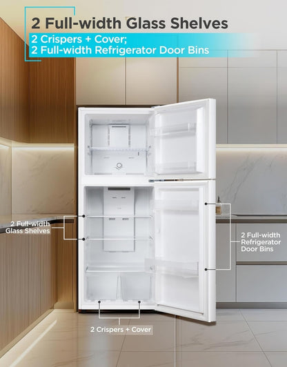 BLACK+DECKER 10 Kvt. Vt. Bo-op Yskas met Vriesskas, 2-Deur Yskas met Bo-Vriesskas en Verstelbare Temperatuurbeheer, ENERGY STAR, BR1000HW, Wit