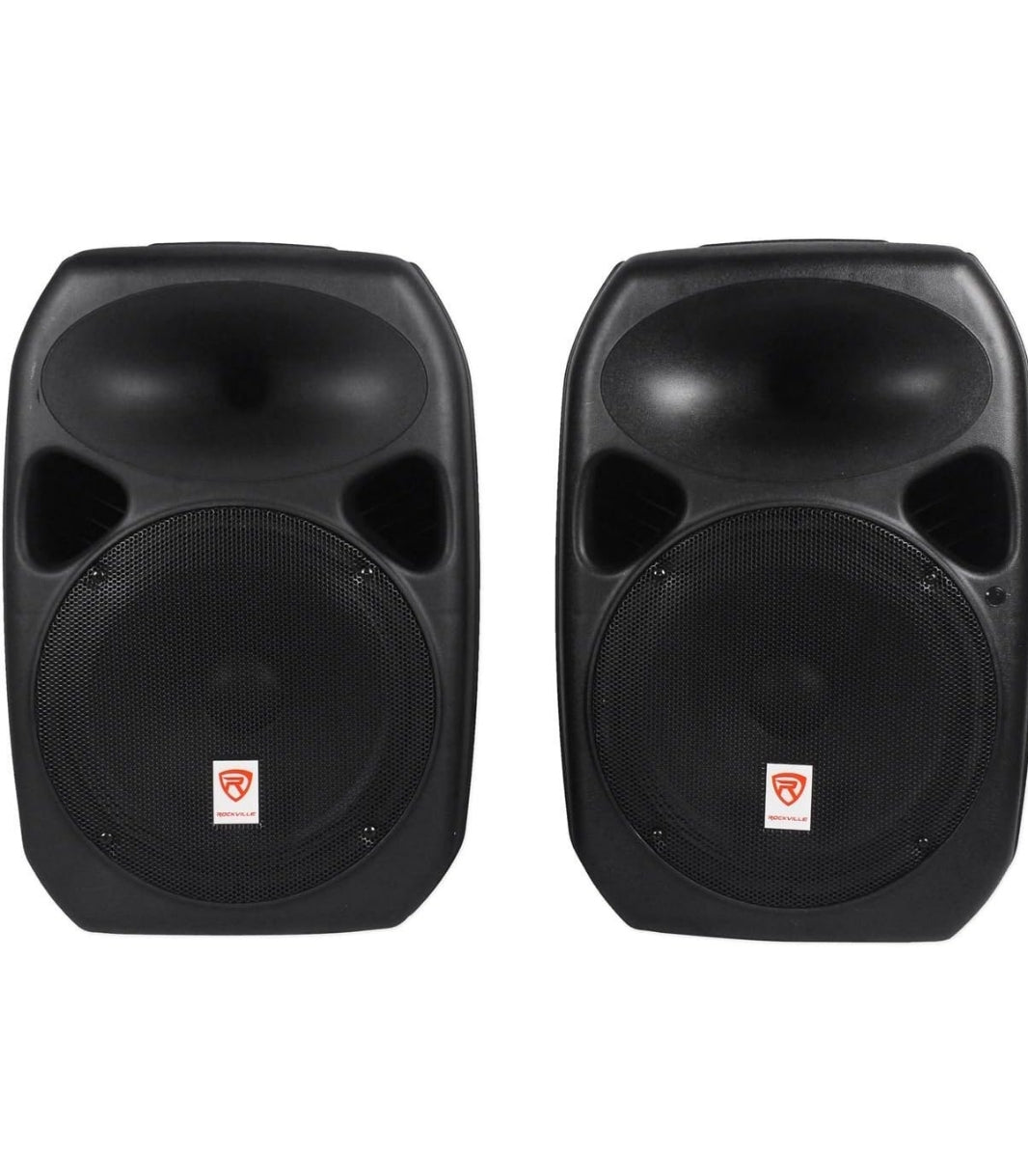 Rockville Power GIG RPG-122K All In One DJ/PA Package (2) 12" DJ/PA Speakers 1000 Watts Peak Power/250 Watts RMS with Built in Bluetooth, USB/SD Player, FM Tuner, Speaker Stands and a Wired Microphone
