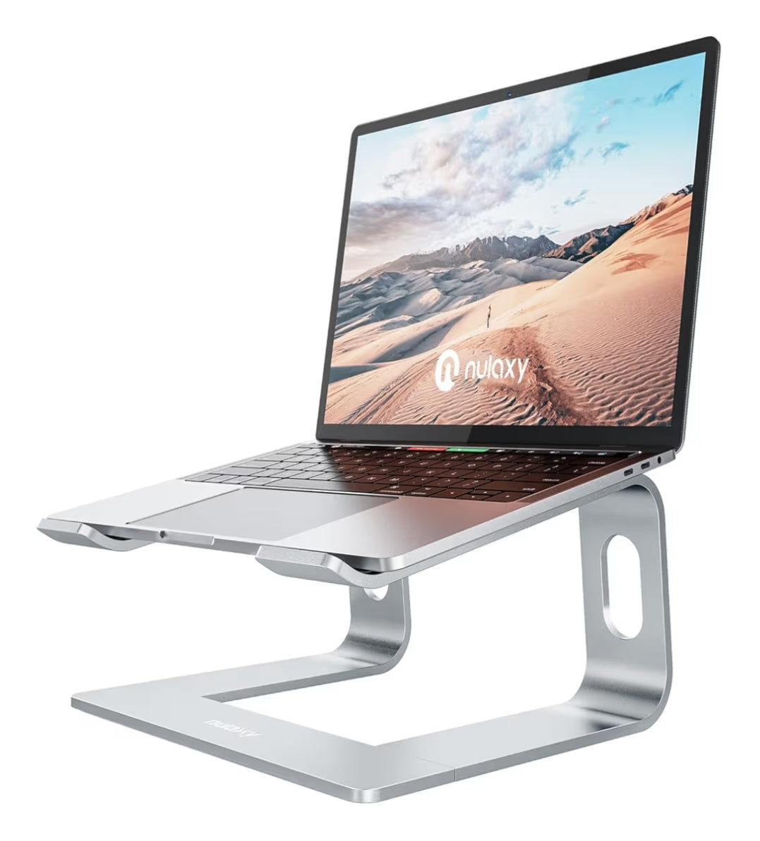Ergonomiese Aluminium Rekenaarstaander, Afneembare Skootrekenaarhouer versoenbaar met 10-15.6” Skootrekenaars