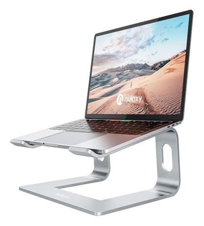 Ergonomiese Aluminium Rekenaarstaander, Afneembare Skootrekenaarhouer versoenbaar met 10-15.6” Skootrekenaars