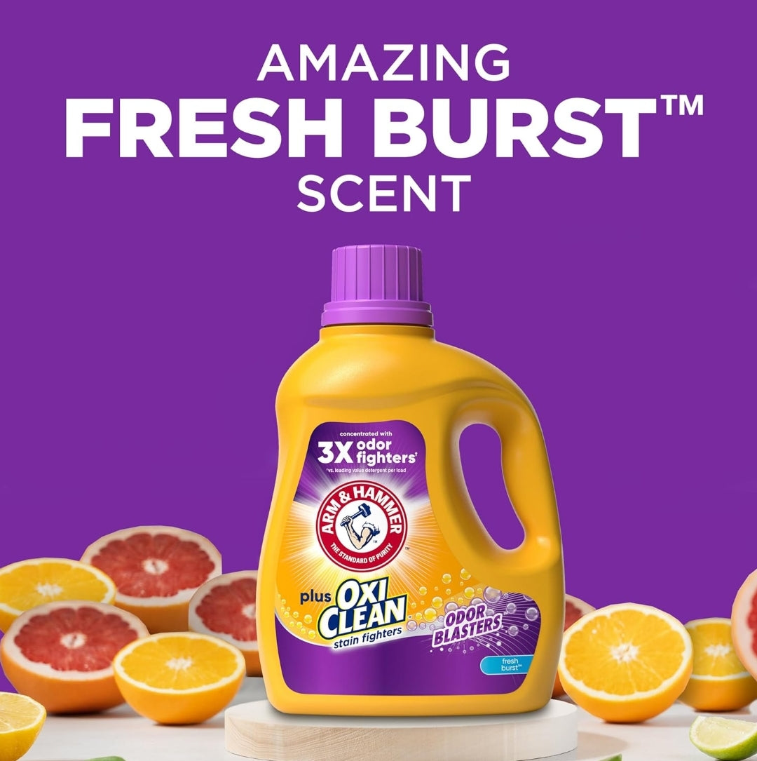 ARM & HAMMER Plus OxiClean Odor Blasters Fresh Burst, 128 Loads Liquid Laundry Detergent (166.5 Fl oz)