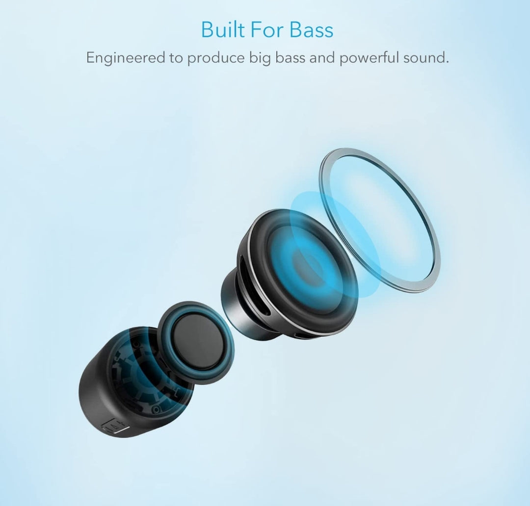 Soundcore Anker Mini, Super-Portable Bluetooth Speaker with FM Radio, 15-Hour Playtime, 66 ft Bluetooth Range, Enhanced Bass, Noise-Cancelling Microphone for Leisure and Work Use