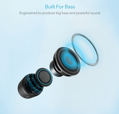 Soundcore Anker Mini, Super-Portable Bluetooth Speaker with FM Radio, 15-Hour Playtime, 66 ft Bluetooth Range, Enhanced Bass, Noise-Cancelling Microphone for Leisure and Work Use