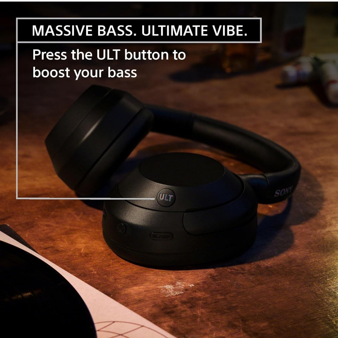 Sony ULT WEAR Oor-die-oor Geraasdempende Bluetooth-koptelefoon met ingeboude Alexa, Gemaklike Ontwerp, 30-uur Battery (Swart)