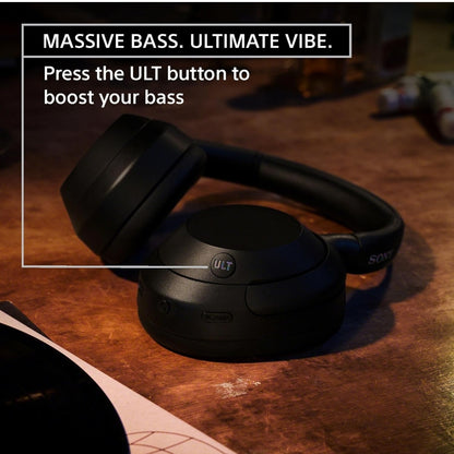 Sony ULT WEAR Oor-die-oor Geraasdempende Bluetooth-koptelefoon met ingeboude Alexa, Gemaklike Ontwerp, 30-uur Battery (Swart)