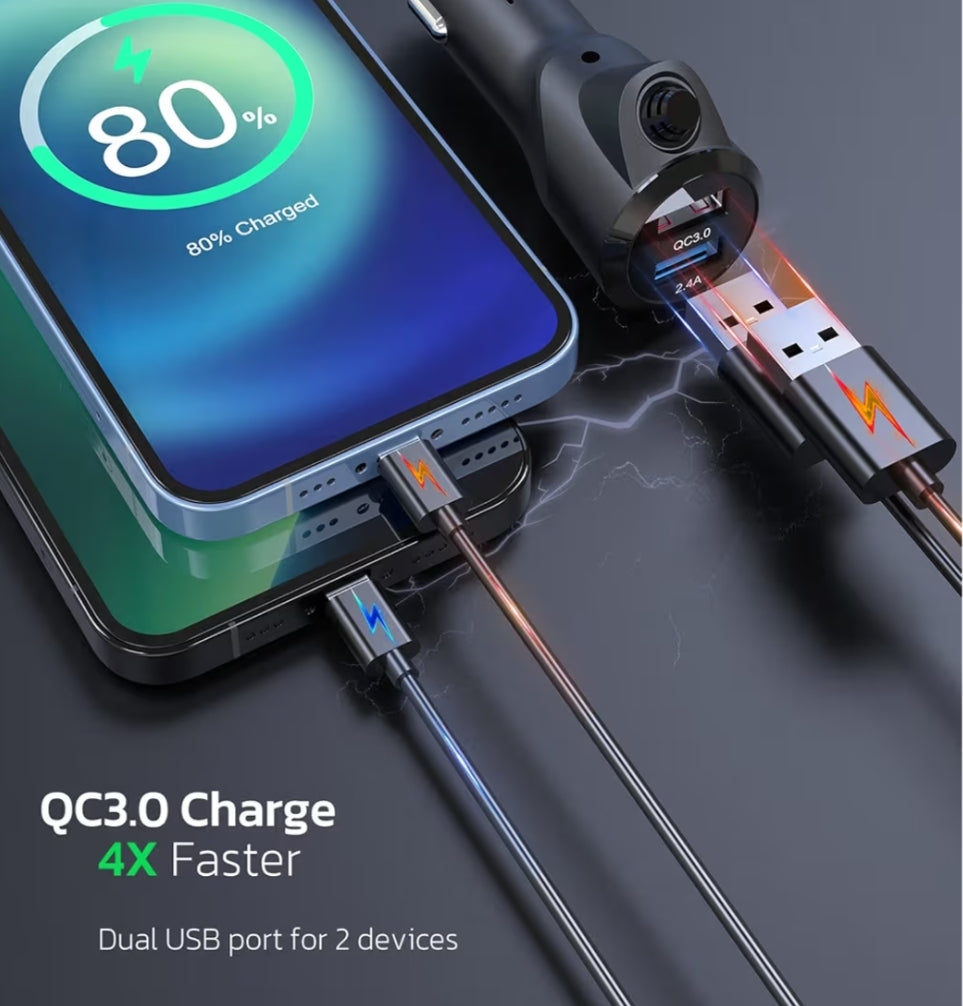 Bluetooth FM-senderadapter, ondersteun QC3.0-vinniglaai, handvrye oproep, MP3-musiekspeler TF-kaart AUX - Groen