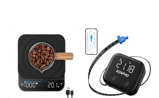 Bundle Smart Body Measuring Tape, and Coffee Scale with Timer, 0.1g High Precision Rechargeable