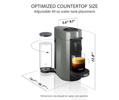 Nespresso Vertuo Plus Koffie- en Espressomasjien deur De'Longhi - Grys