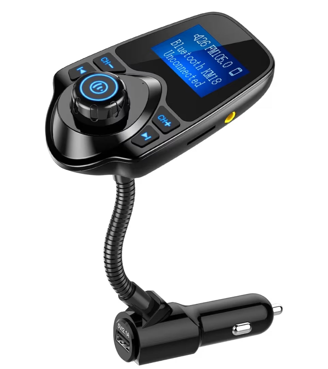 Bluetooth FM-sender 1.44" Skerm, Handsfree Oproep Draadlose Musiek Stereo Oudio Speler Radio Adapter Motorstel USB Telefoonlaaier, TF SD Kaart AUX