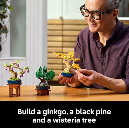 LEGO Botanicals Mini Bonsai Bome Boustel – Kunsmatige Bonsai Boom Boublokke vir Volwassenes, Ouderdom 18+ – DIY Huis- en Kantoordekor