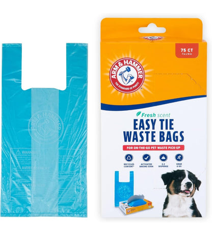 ARM & HAMMER Easy-Tie Waste Bags, Blue, 75CT - Pack of 2