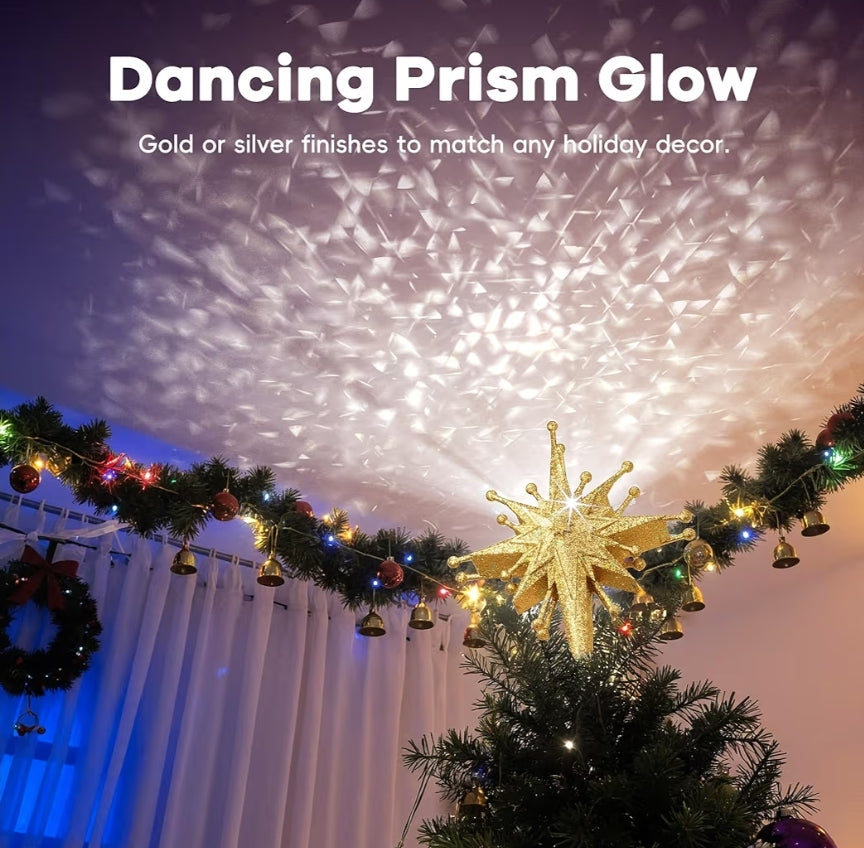 Christmas Tree Topper Projector Light w/ Rotating Bright LED & Wide Coverage, Universal Fit for Any Height Tree Decorations - (Starlight Gold)