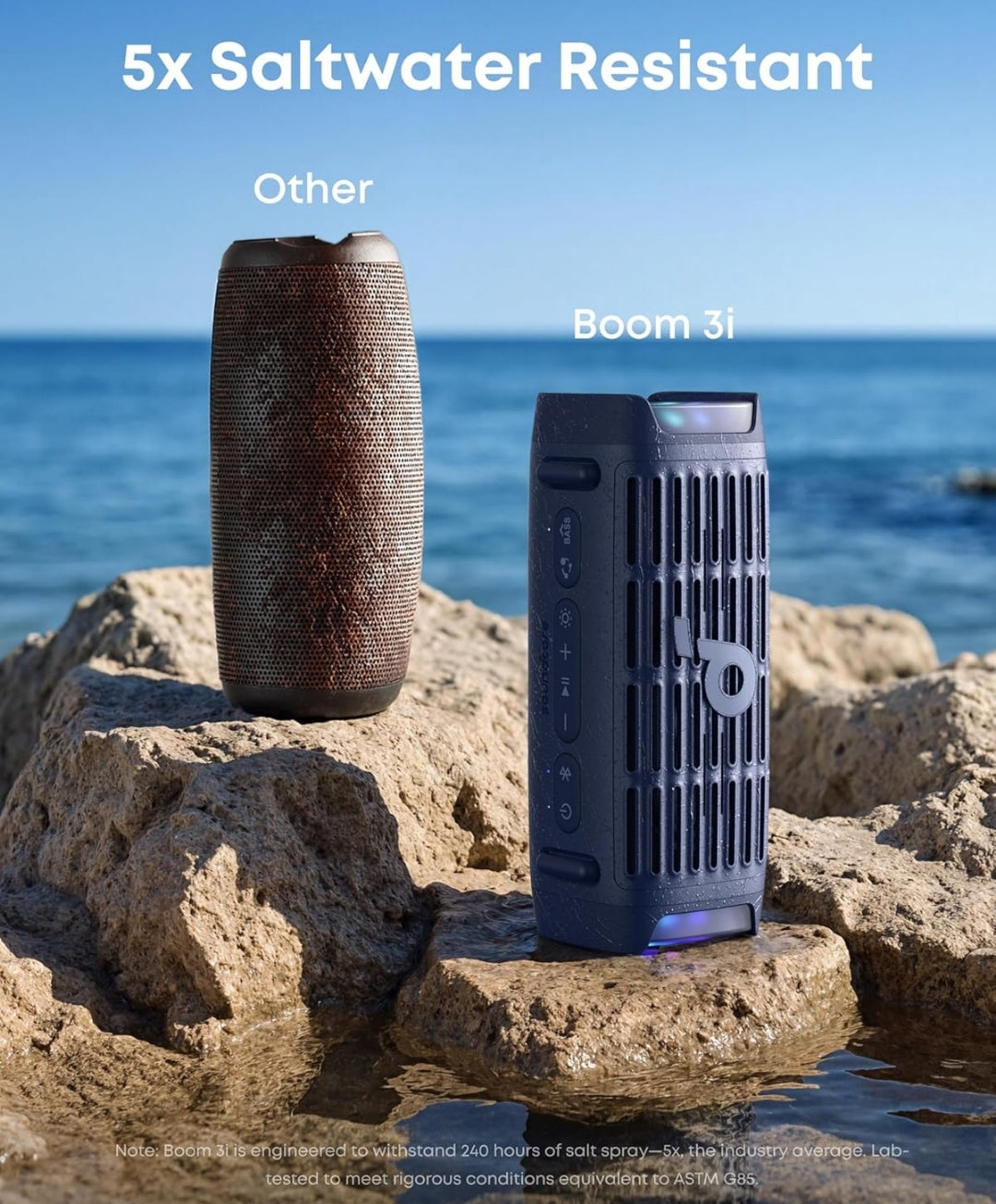 Soundcore Boom 3i by Anker, Rugged Outdoor Speakers, IP68 Waterproof, Floating Playback, Saltwater-Resistant, BassUp 2.0, 50W Portable Speaker, Bluetooth 5.3, 16H, TWS, Kayak/Fishing/Camping-Blue