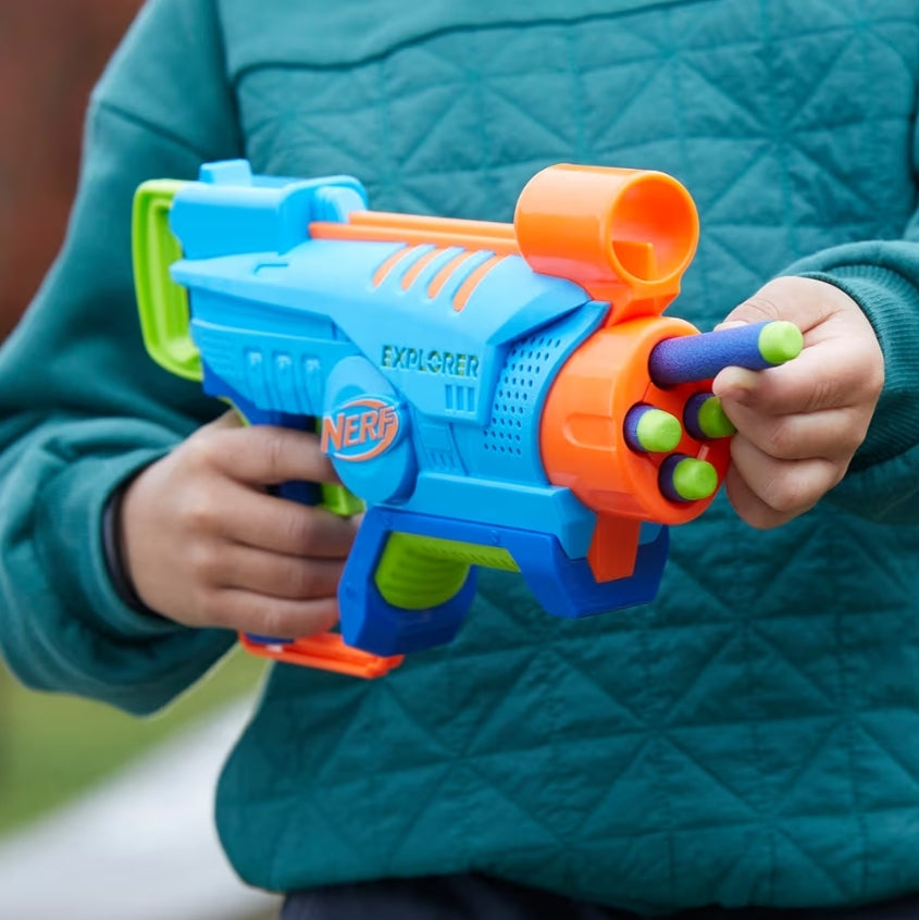 NERF Elite Junior Explorer Easy-Play Toy Foam Blaster w/ 8 Darts - Kids Outdoor Games